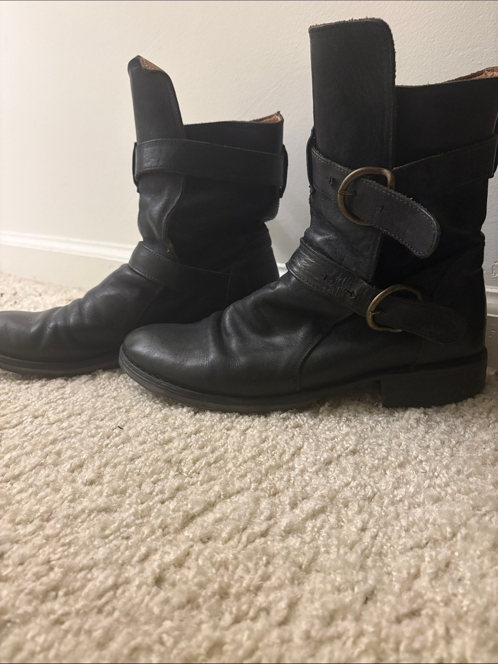 Fiorentini + Baker Black Leather Buckle Ankle Boots